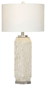 Remini 31" Table Lamp With Drum Shade, Gray