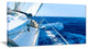 Tourism Yacht Sailing in Blue Sea, Large Seashore Canvas Wall Art, 32"x16"