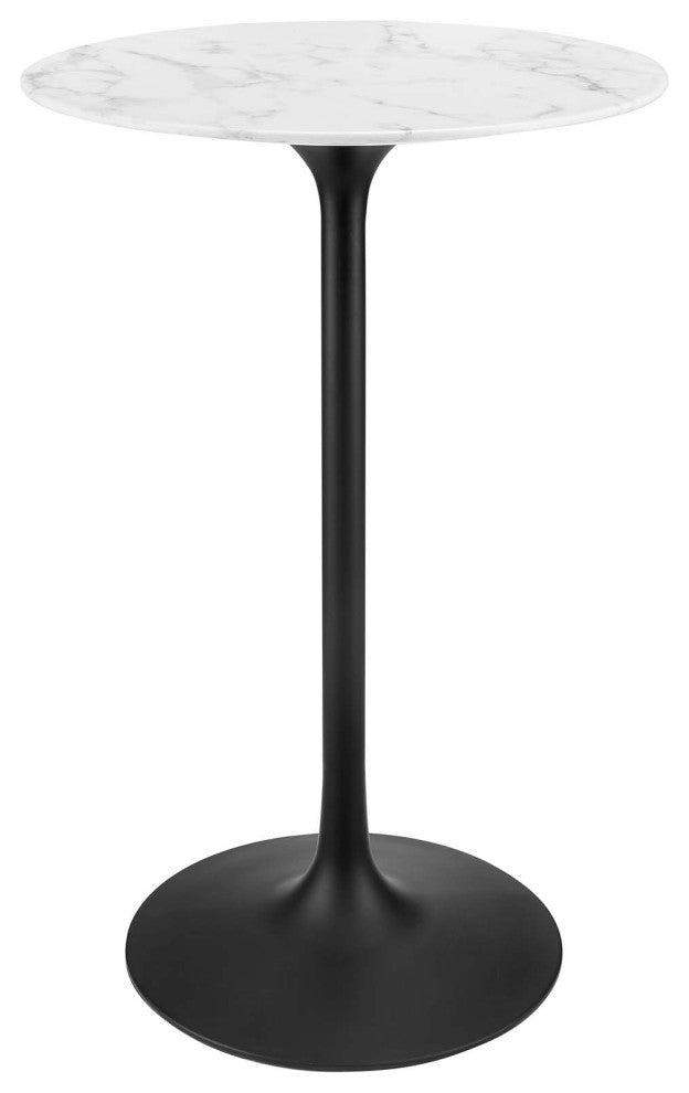 Black White Lippa 28" Round Artificial Marble Bar Table