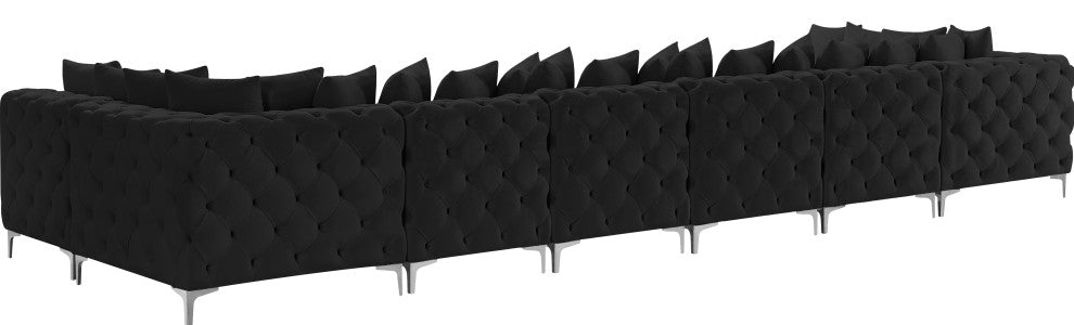 Tremblay Velvet Upholstered 8-Piece Modular U-Shaped Sectional, Black
