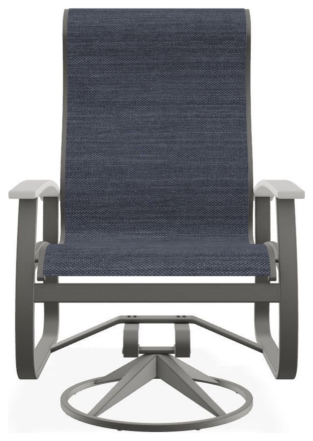Belle Isle Sling Outdoor Swivel Rocker, Augustine Denim/Snow