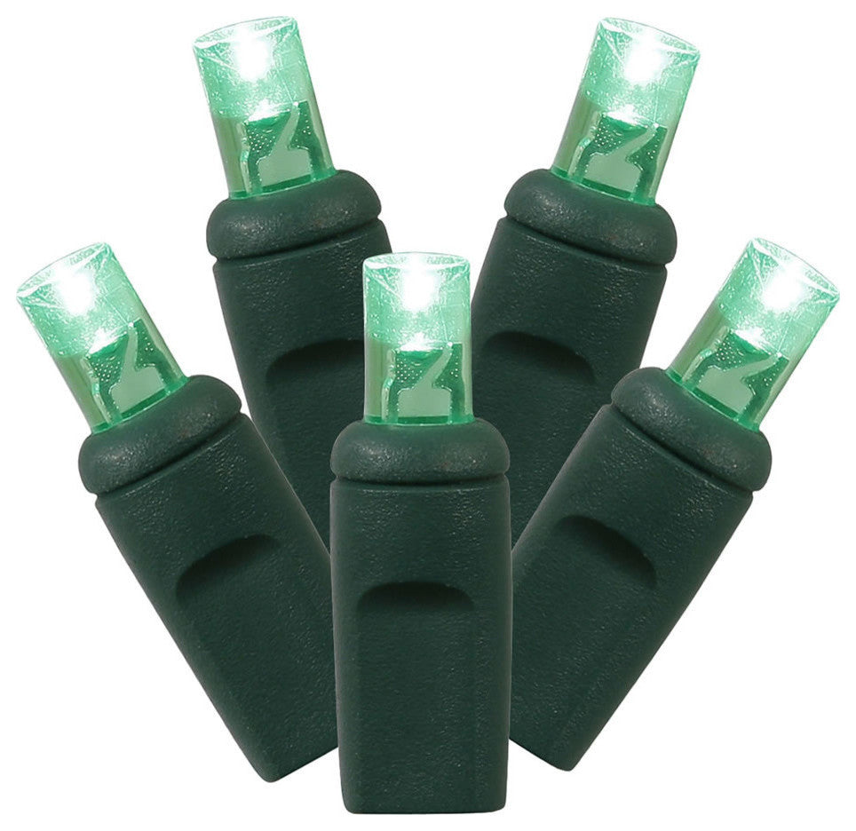 Vickerman 70-Light LED Wire Wide Angle End Connecting Set, 6"x35', Green, Green