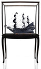 Old Modern Handicrafts T295B Black Pearl Pirate Ship Large Floor Display Case