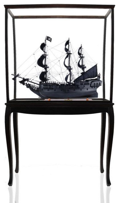 Old Modern Handicrafts T295B Black Pearl Pirate Ship Large Floor Display Case