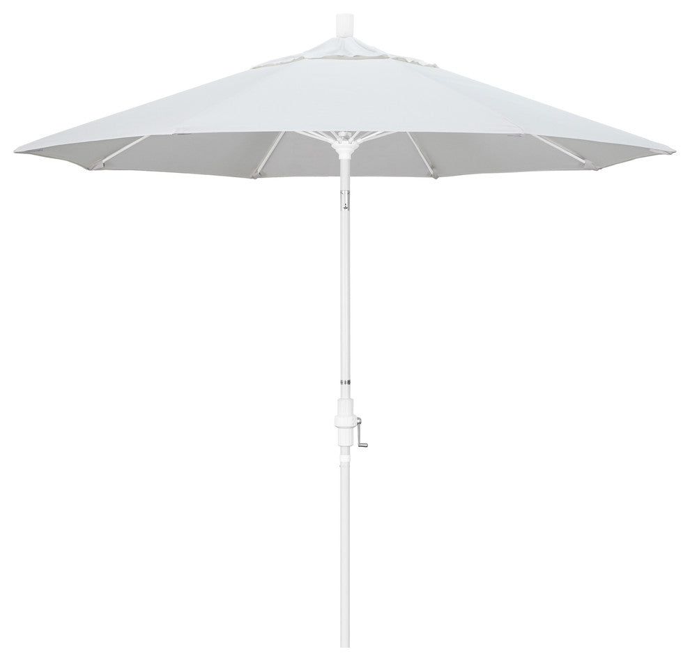 9' White Collar Tilt Lift Fiberglass Rib Aluminum Umbrella, Natural