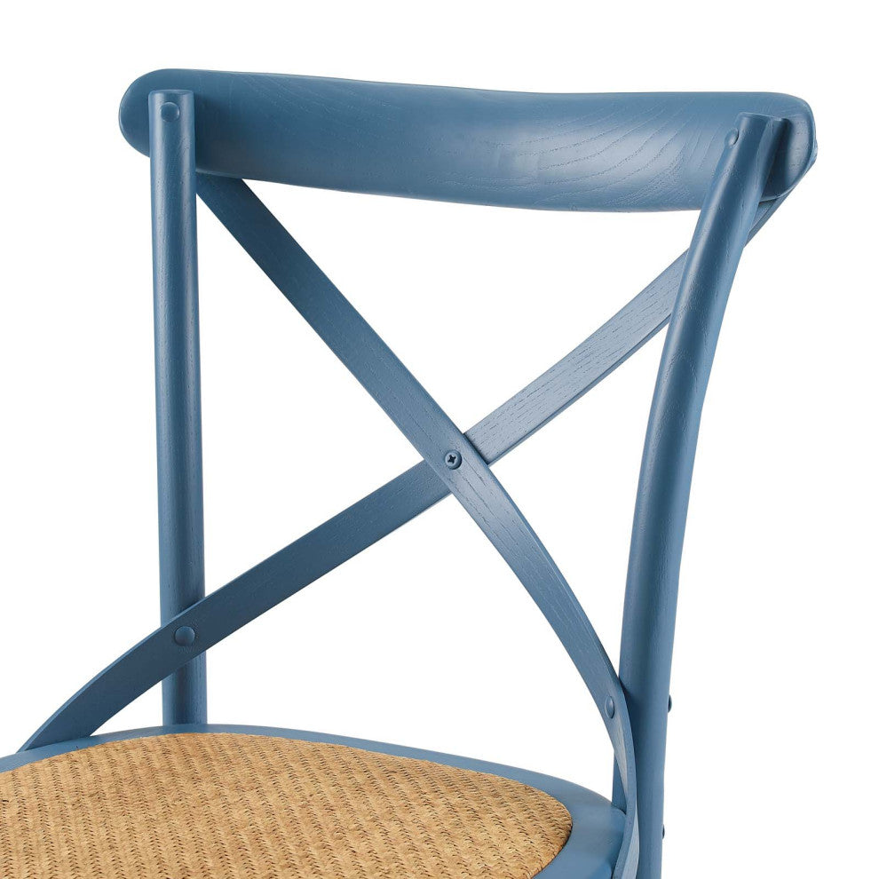 Side Dining Chair, Wood, Blue, Modern, Cafe Bistro Restaurant Hospitality