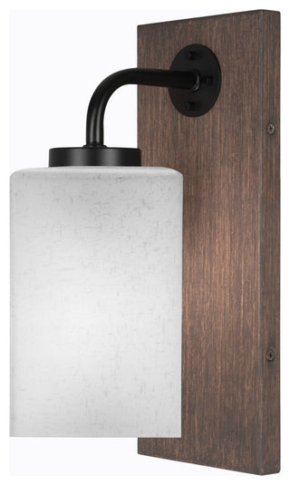 Oxbridge Wall Sconce, Matte Black & Painted Distressed Metal, 4" White Muslin