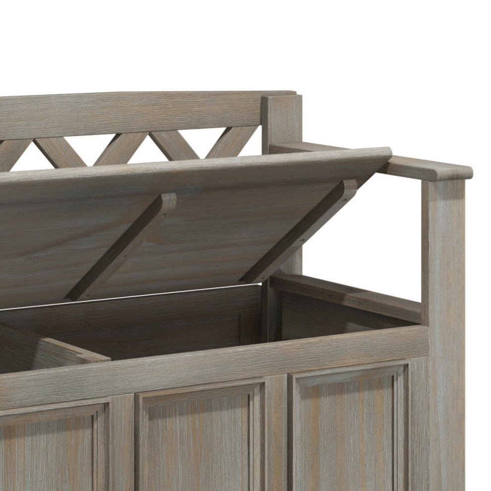 Amherst Entryway Storage Bench, Distressed Gray