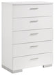 Wood Chest with 5 Drawers, Glossy White