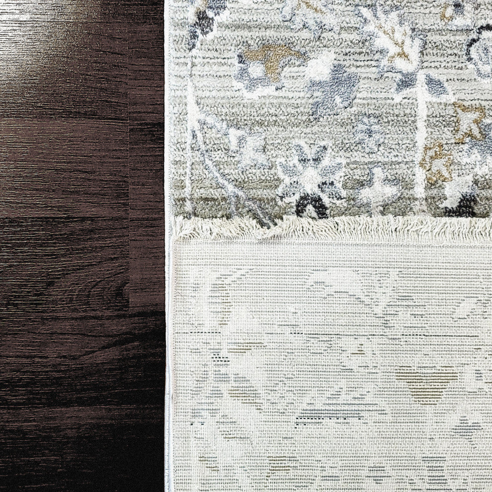 Dynamic Rugs Refine Shrink Poly Area Rug, Taupe Silver Gold, 7'x9'6"