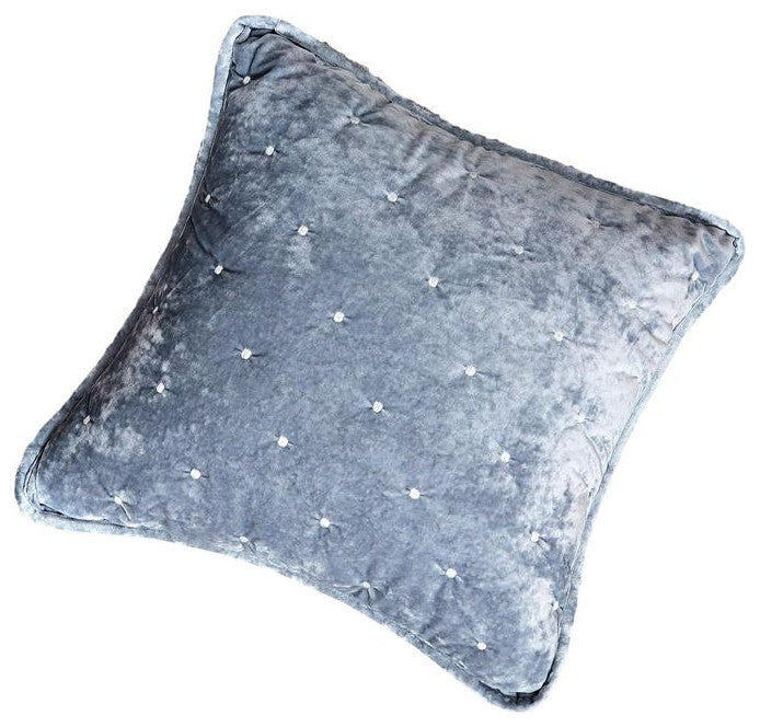 Velvet Dreams Light Blue Plush Diamond Tufted Bedspread, 18x18, 2-Pack