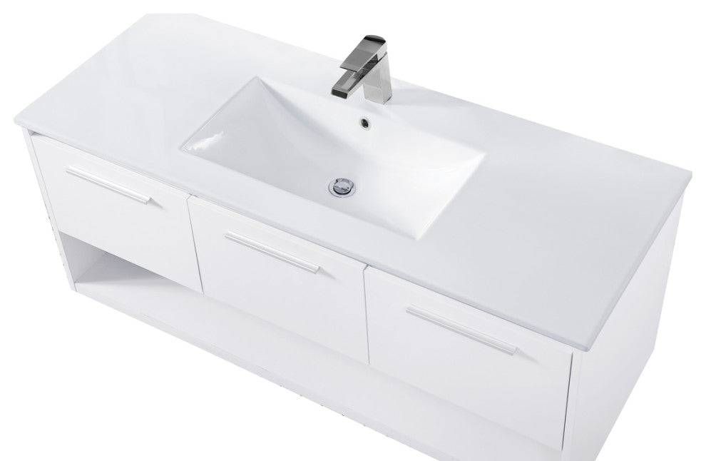 48" Single Bathroom Floating Vanity, White