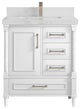 Aberdeen 30 Single Sink Bath Vanity in White 2" Calacatta Nuvo