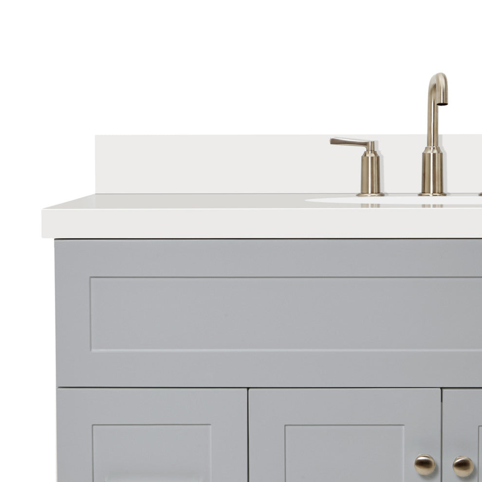 Ariel Hamlet 43" Oval Sink Bath Vanity, 1.5" White Quartz