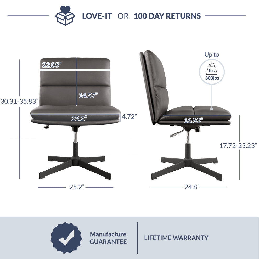 Swivel PU Leather Office Chair with Height Adjustment and Tilt Function, Gray