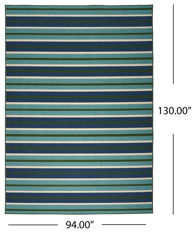 GDF Studio Jitske Indoor Geometric Area Rug, Blue and Green, 8'x11'