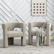28" Wide Boucle Upholstered Square Armchair, Set of 2, Oatmeal