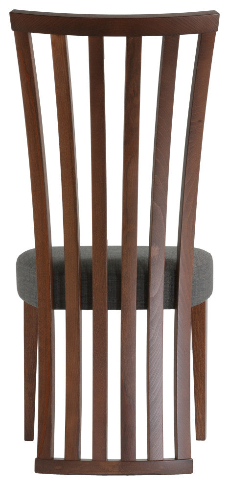 Cortesi Home Ingrid Dining Chair, Charcoal Fabric, Walnut Finish, Set of 2