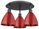 Ballston Dome-3 Light 19" Flush Mount-Matte Black, Red Shade