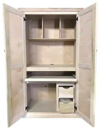 Modern Computer Armoire Desk, Unfinished