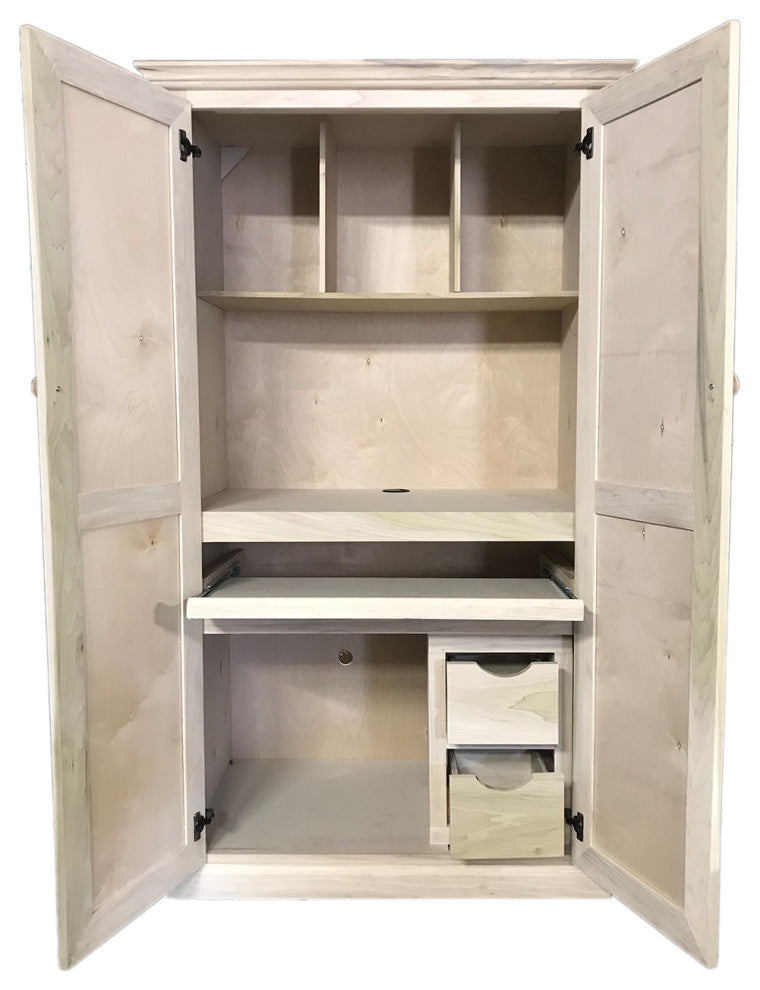 Modern Computer Armoire Desk, Unfinished
