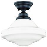 Vaxcel Huntley 12" Flush Mount, Oil Rubbed Bronze, Milk Glass