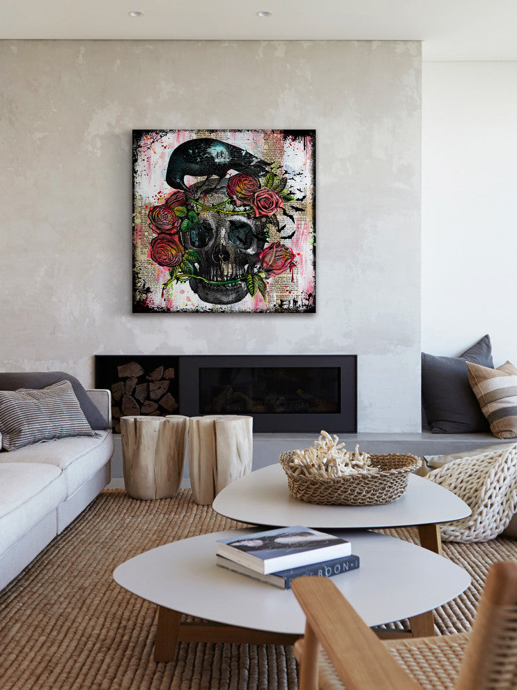 Marmont Hill, "Skull Roses" by Vicki Butler Painting Print, Wrapped Canvas