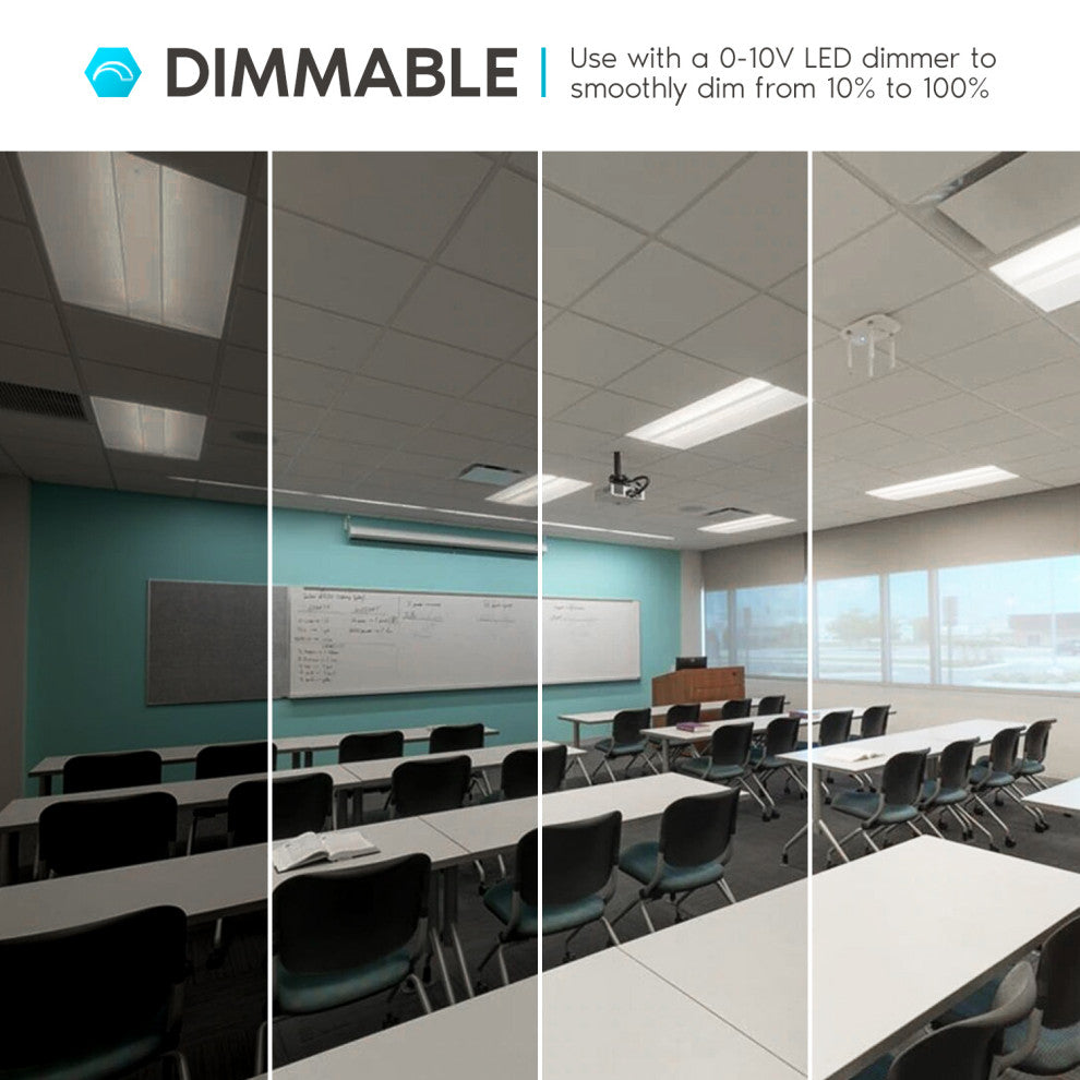 1x4 FT LED Troffer Panel 3 Color Options Dimmable Damp Rated 2 Pack