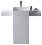 ADM Rectangular Freestanding Pedestal Sink, White, 40", Matte White