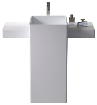 ADM Rectangular Freestanding Pedestal Sink, White, 40", Matte White