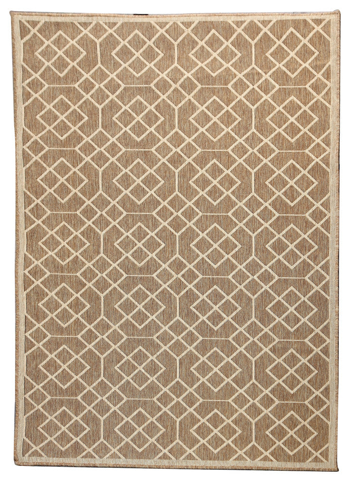 Geometric Blocks Indoor/Outdoor Area Rug, Natural Beige, 3'3"x5'