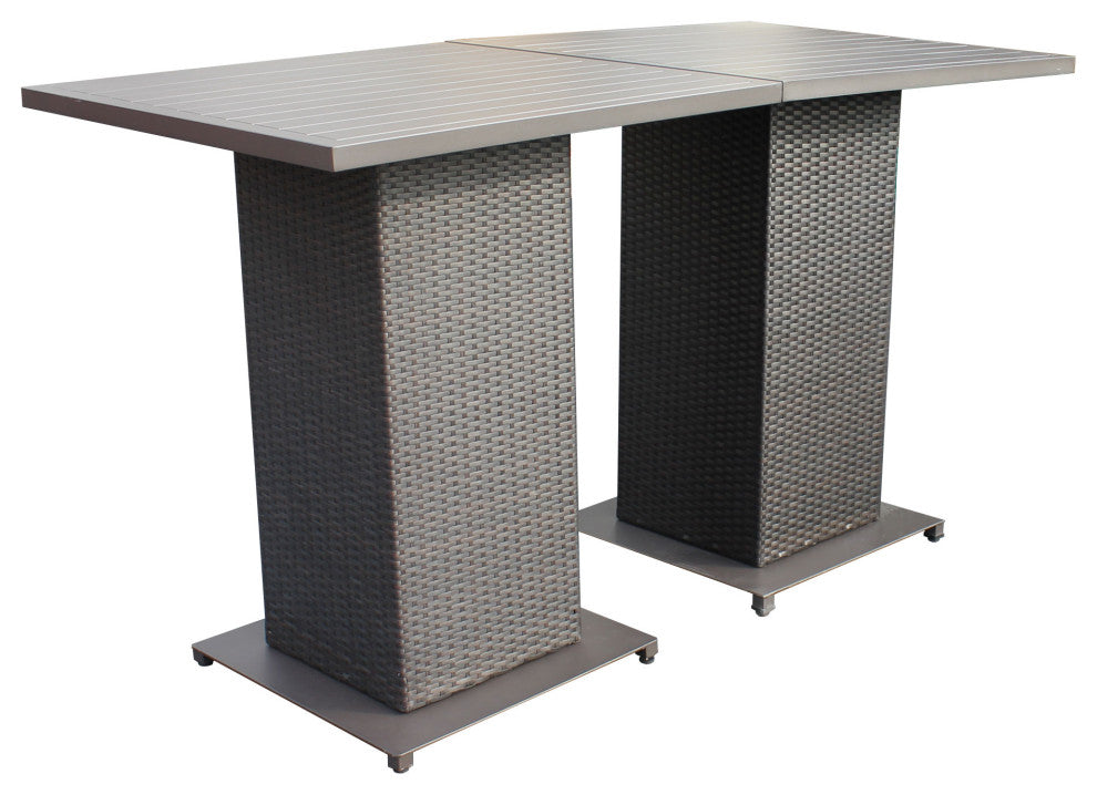 Belle Pub Table Set With Barstools 5 Piece Outdoor Wicker Patio Furniture
