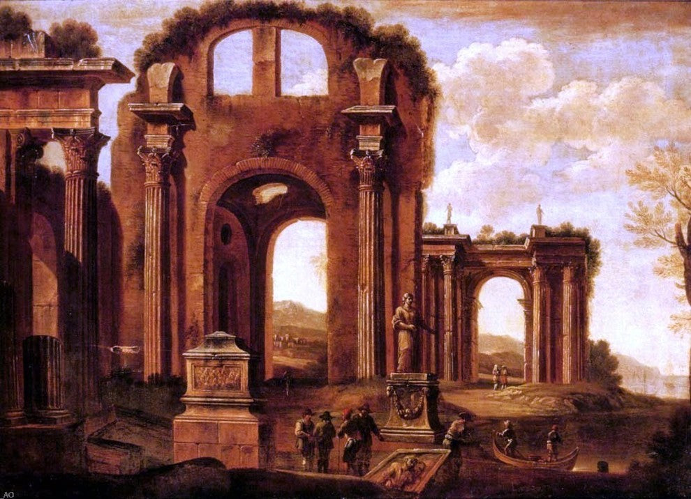 Giovanni Ghisolfi An Architectural Capriccio Wrapped Canvas