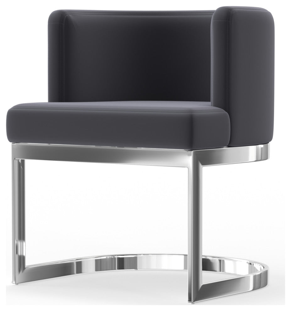 Wingback Dining chair, Gray, Stainless Steel