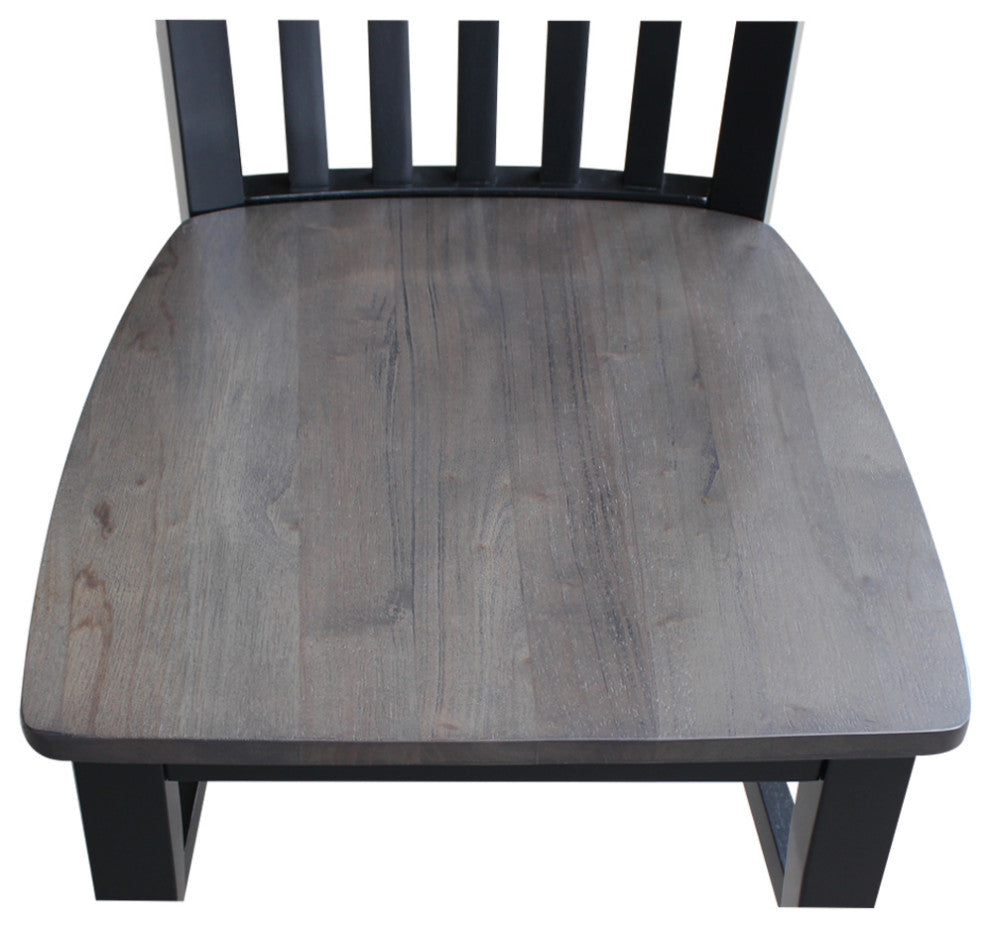 Set of Two Tall Mission Chairs, Coal-Black/Washed Black