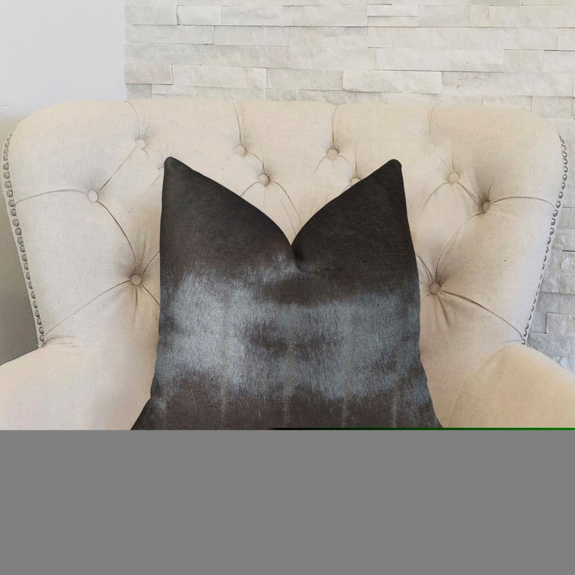 Plutus Tip Dyed Brown-Mink Handmade Throw Pillow, (20" x 36" King)