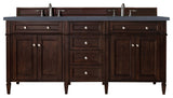 Brittany 72" Burnished Mahogany Double Vanity, Charcoal Soapstone Quartz