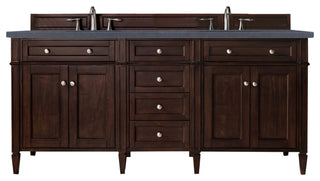 Brittany 72" Burnished Mahogany Double Vanity, Charcoal Soapstone Quartz