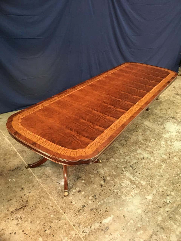 Large Scallop Cornered Mahogany Georgian Dining Table by Leighton Hall
