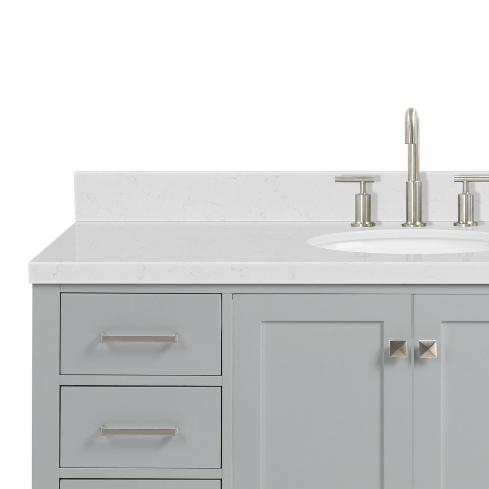 Ariel Cambridge 54" Single Oval Sink Vanity, Carrara Quartz