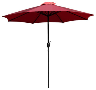 3 Piece Patio Table Set -35" Square Teak Table w/Umbrella Hole & Base, Red