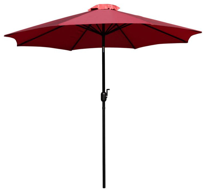 3 Piece Patio Table Set -35" Square Teak Table w/Umbrella Hole & Base, Red