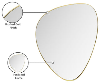 Finch Glass Mirror With Iron Frame, Brushed Gold, 30" H