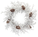 Iced Twig Pinecone Wreath 24"D