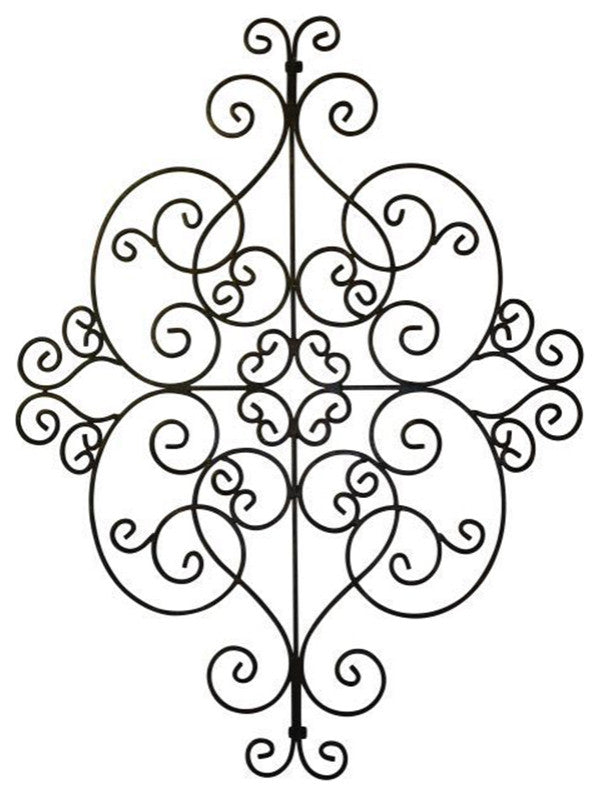 Extra Large 53" Iron Scroll Wall Art Metal Grille Plaque Outdoor Ornate