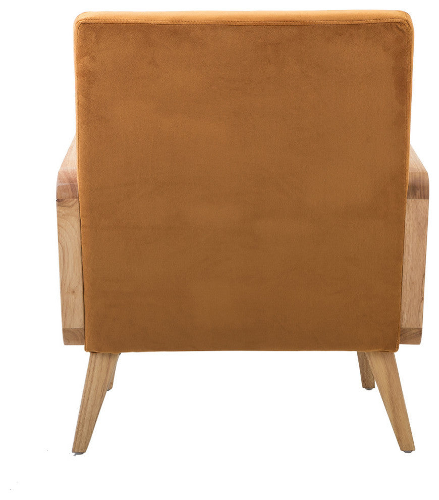 Cane Accent Chair With Rattan Arms Set of 2, Yellow