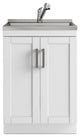 Kyle 24" Laundry Cabinet With Faucet and Stainless Steel Sink, White, 24"