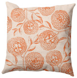 Antique Flowers Decorative Throw Pillow, Orange, 16"x16"