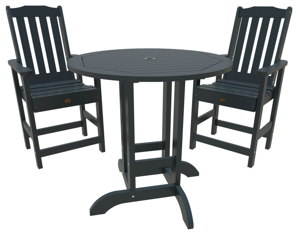 Springville 3-Piece Round Dining Set, Weathered Acorn, Federal Blue