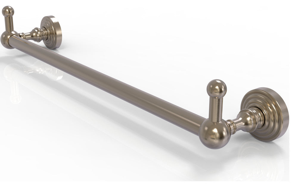 Waverly Place 24" Towel Bar and Integrated Hooks, Antique Pewter